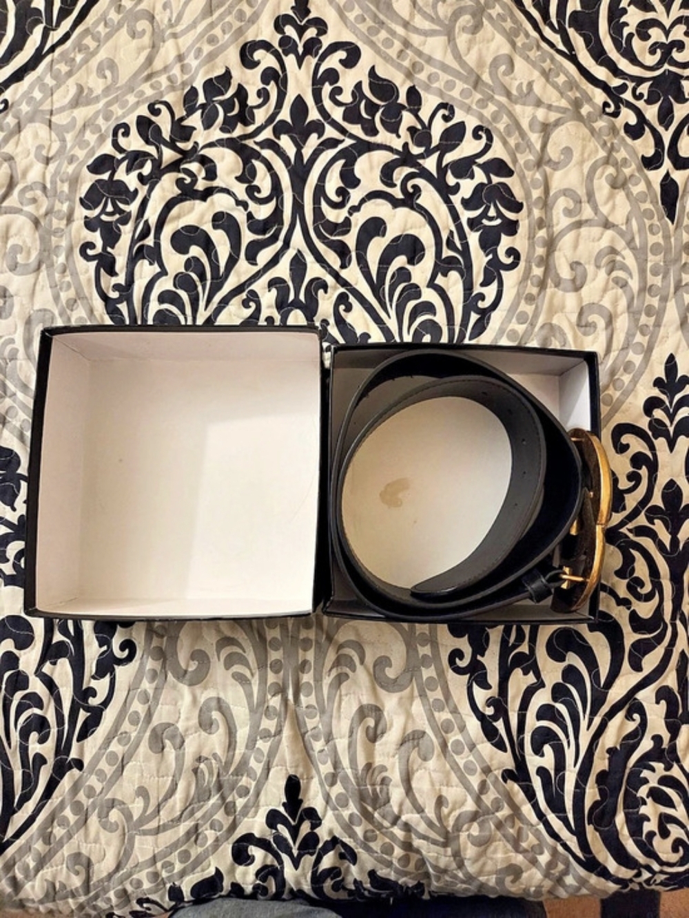 Gucci GG Marmont Leather Belt Black Gold